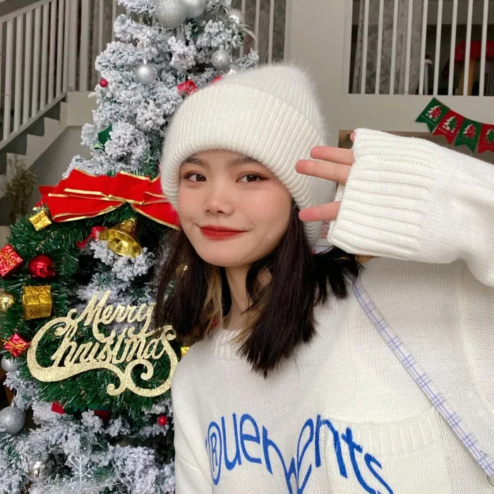 Bonnet tricoté chaud pour femme